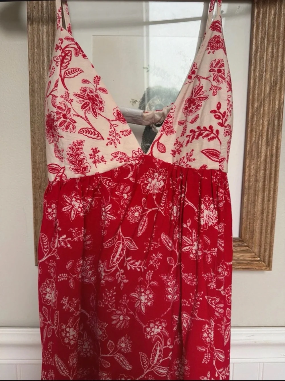Abercrombie & Fitch Red and Cream Floral Maxi Dress